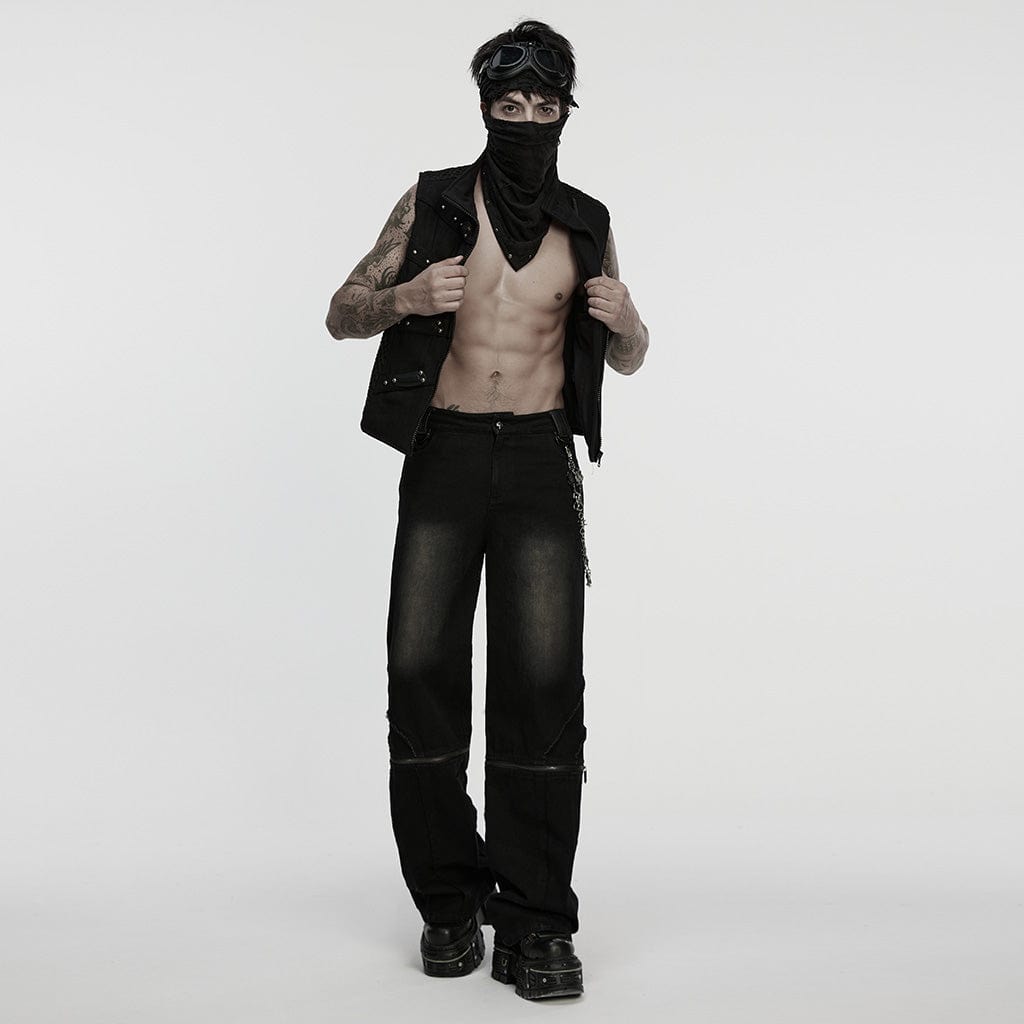 PUNK RAVE Men's Punk Rivet Ripped Bandana