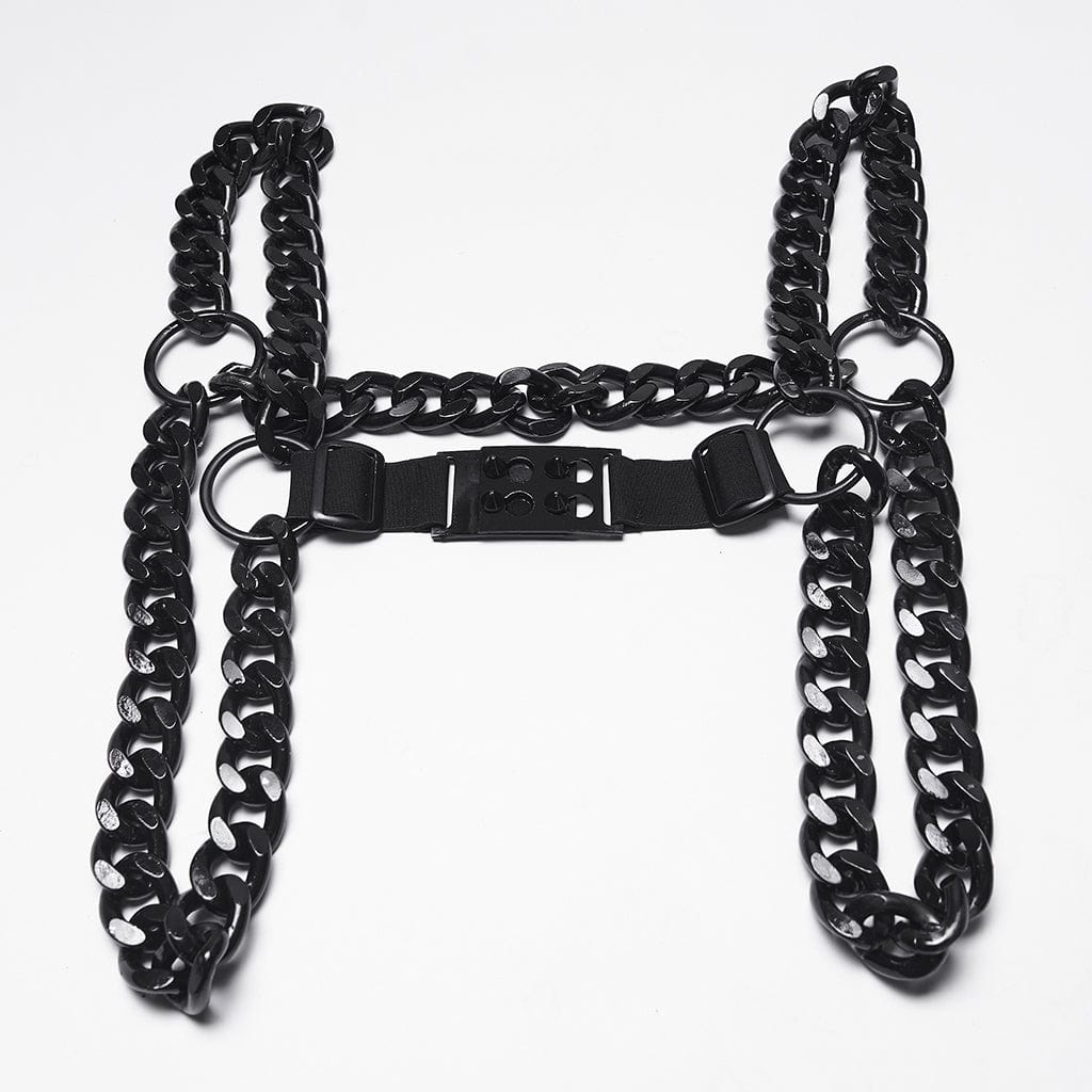 PUNK RAVE Men's Punk Rivets Chain Harness