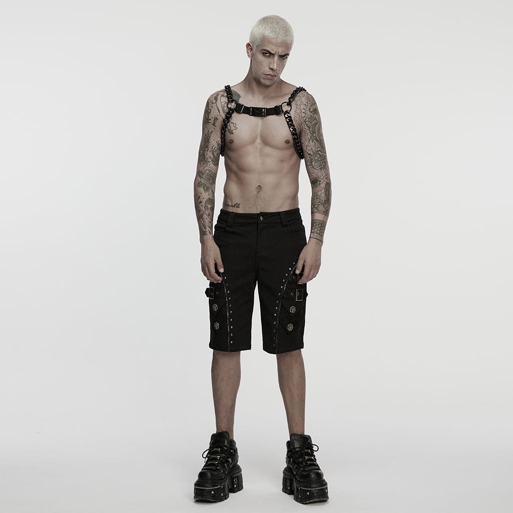 PUNK RAVE Men's Punk Rivets Chain Harness