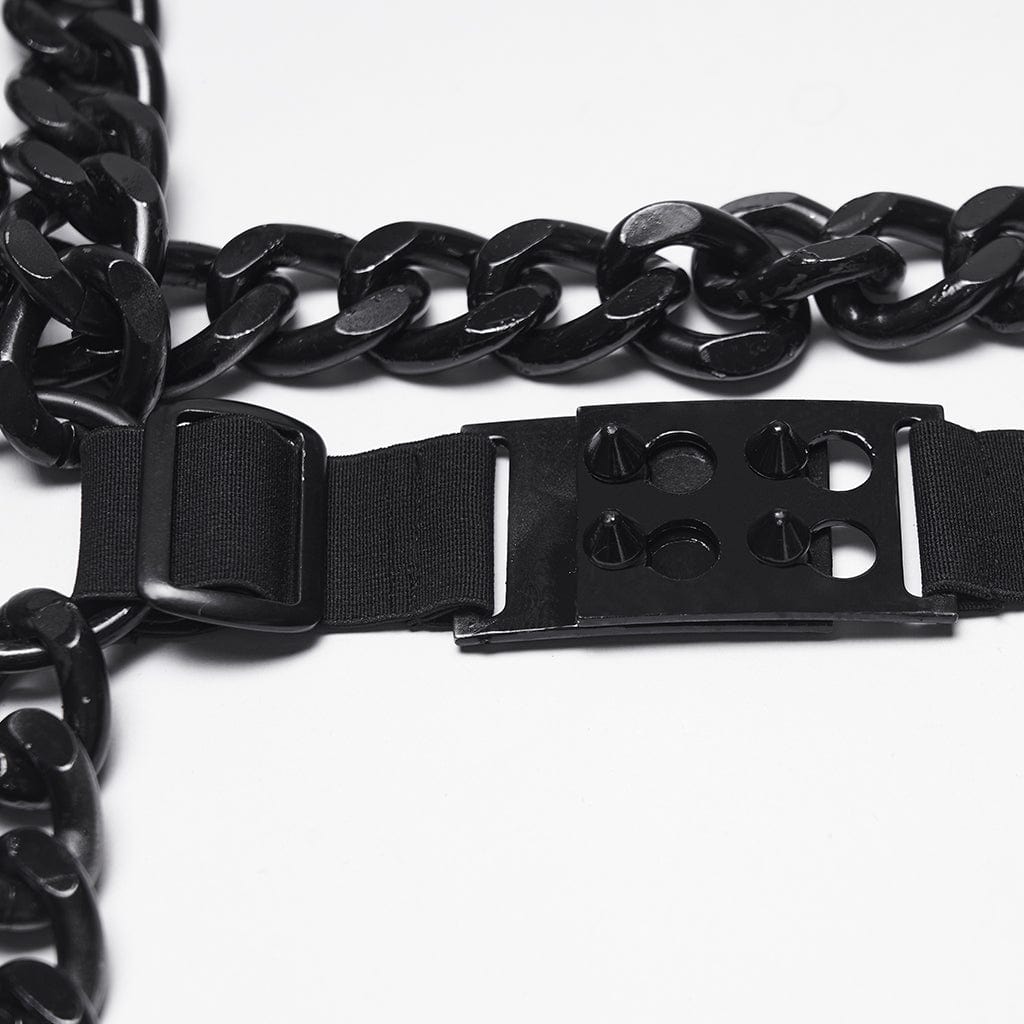 PUNK RAVE Men's Punk Rivets Chain Harness