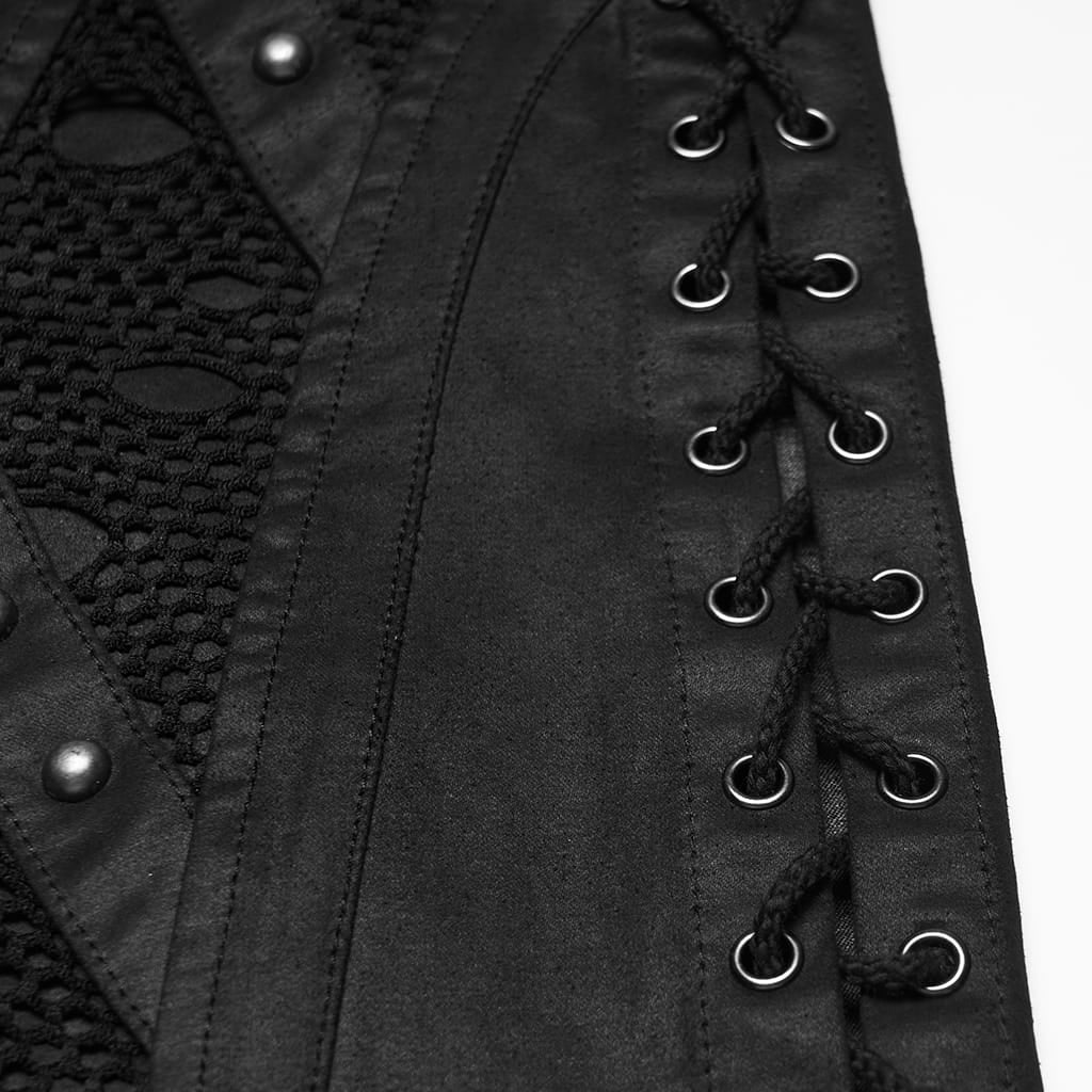 PUNK RAVE Men's Punk Rivets Minimalist Shorts