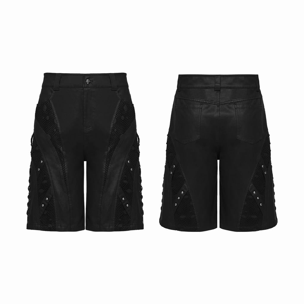 PUNK RAVE Men's Punk Rivets Minimalist Shorts