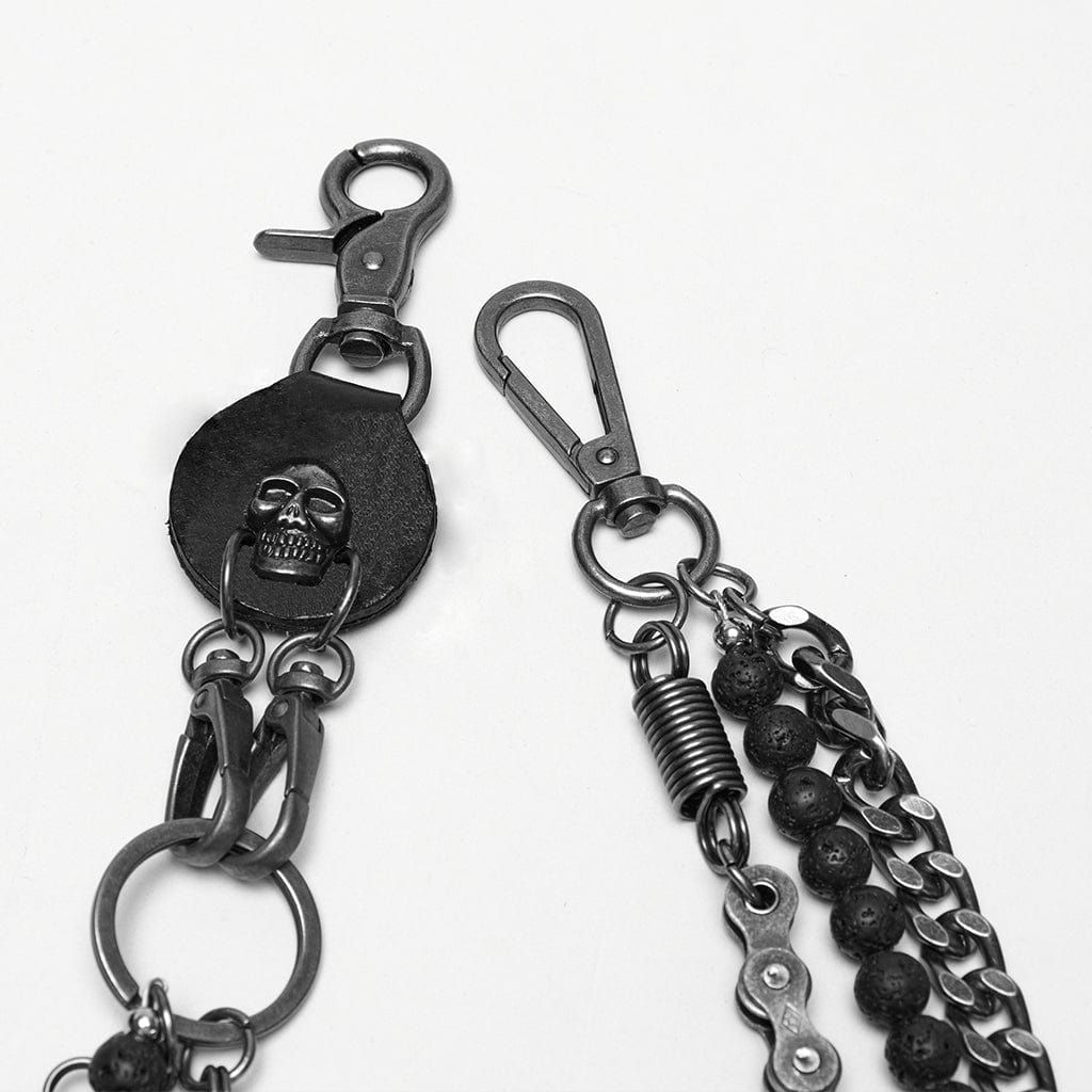 PUNK RAVE Men's Punk Skull Multi-layered Pants Chain