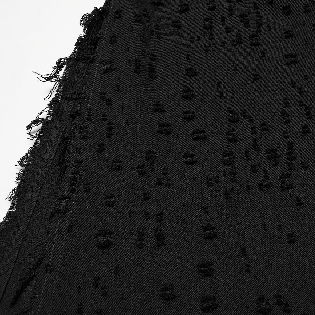 PUNK RAVE Men's Punk Stand Collar Cross Distressed Vest