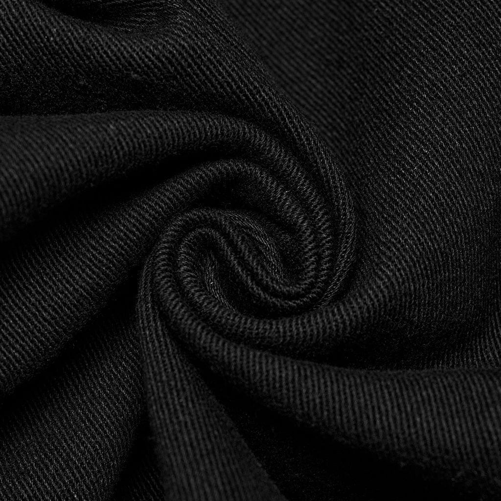 PUNK RAVE Men's Punk Stand Collar Cutout Jacket with Hood