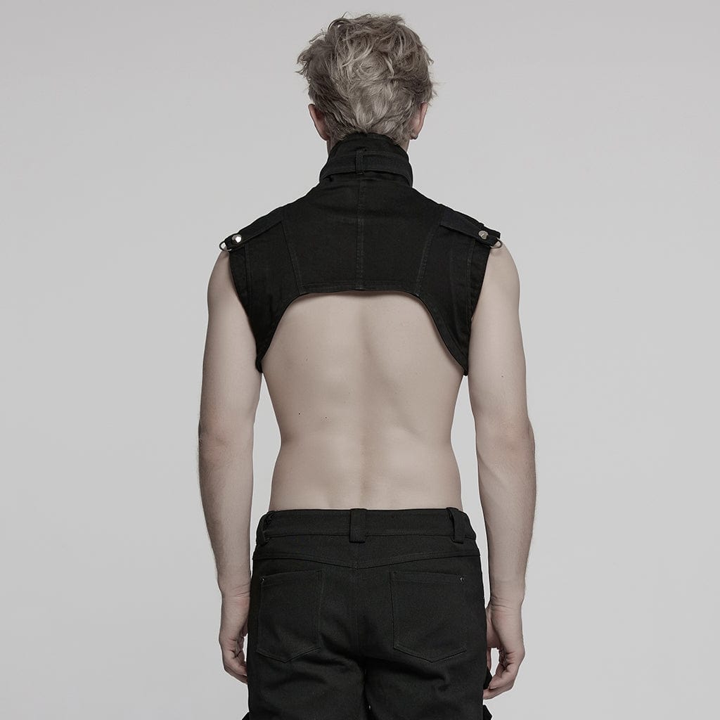 PUNK RAVE Men's Punk Stand Collar Studded Cape