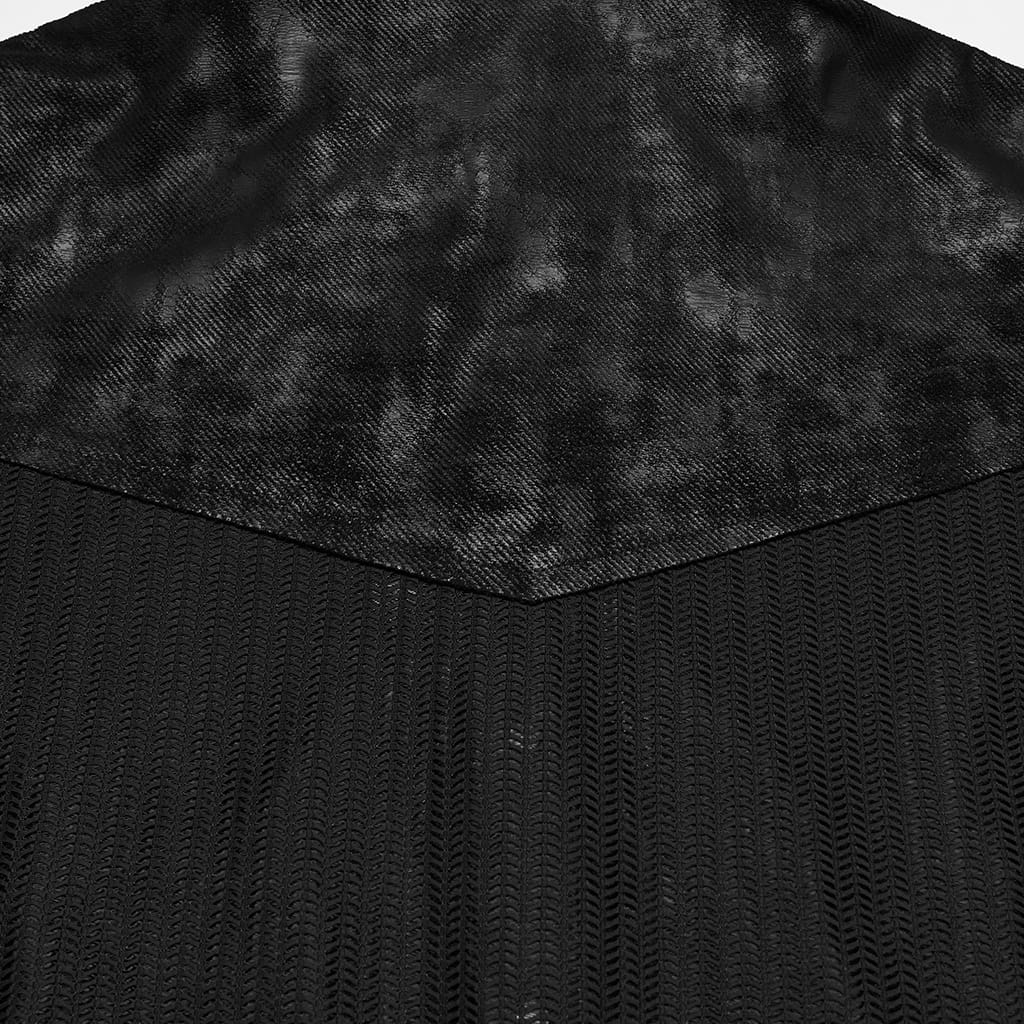 PUNK RAVE Men's Punk Strappy Patchwork Mesh Shirt