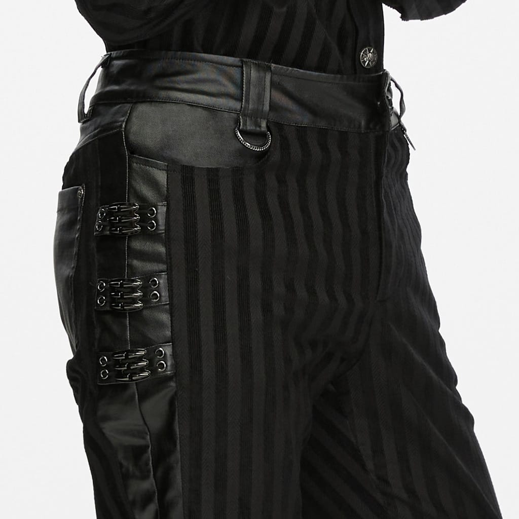 PUNK RAVE Men's Punk Striped Patchwork Pants