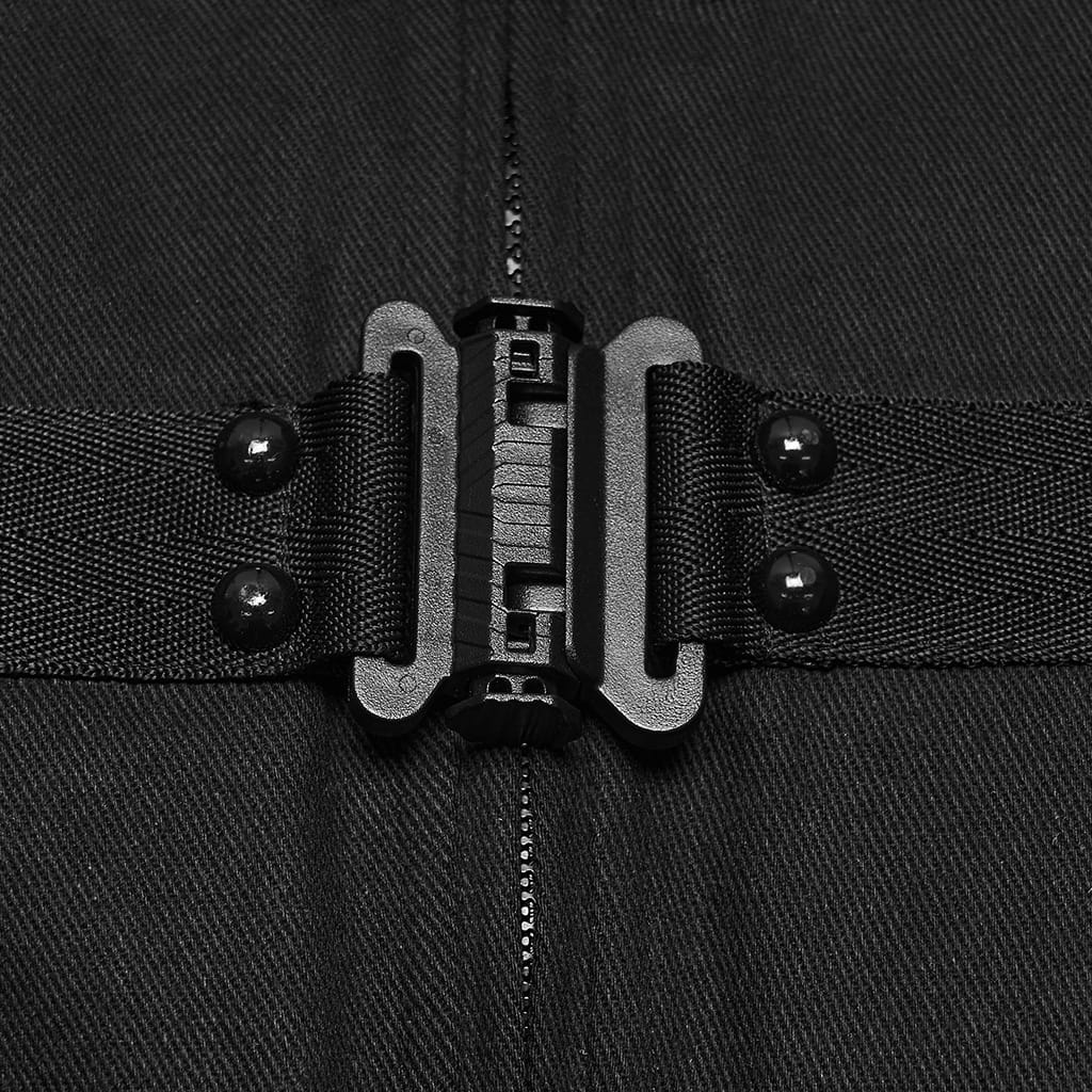PUNK RAVE Men's Punk Studded Buckle Strap Pleated Vest
