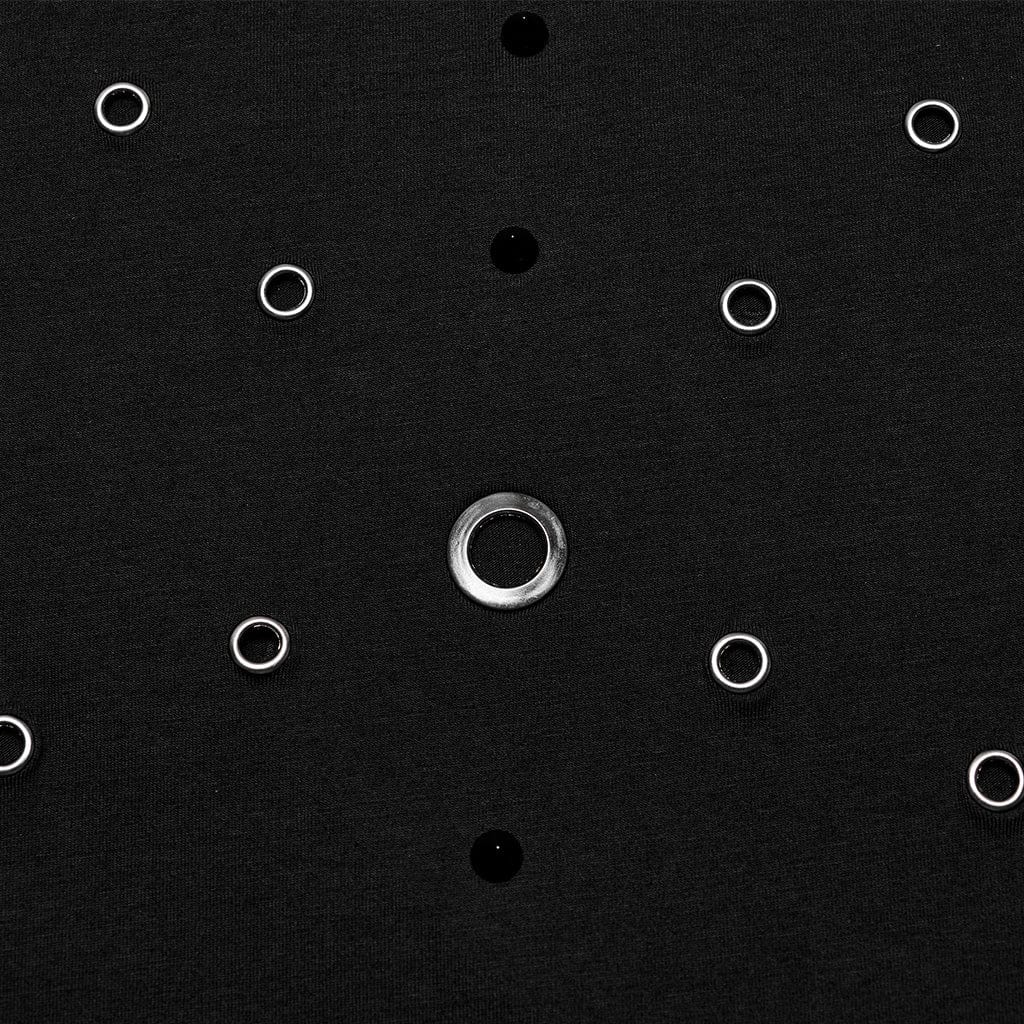 PUNK RAVE Men's Punk Studded Eyelet Shirt with Undetachable Mask