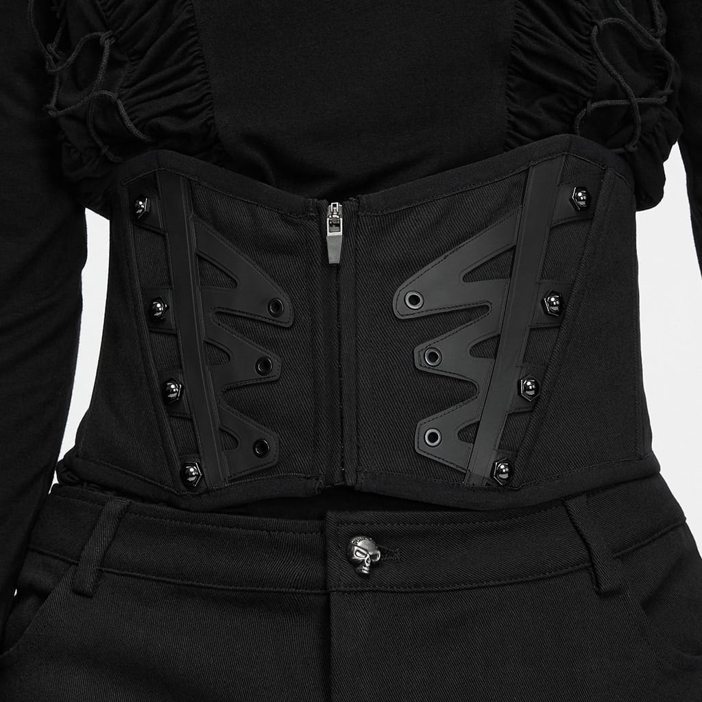PUNK RAVE Men's Punk Studded Lace-up Zipper Girdle