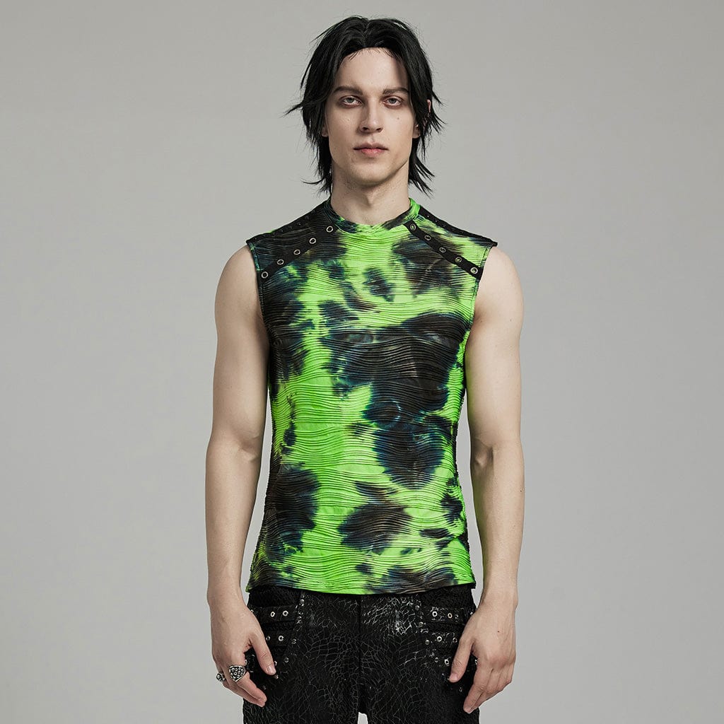PUNK RAVE Men's Punk Tie-Dye Tank Top
