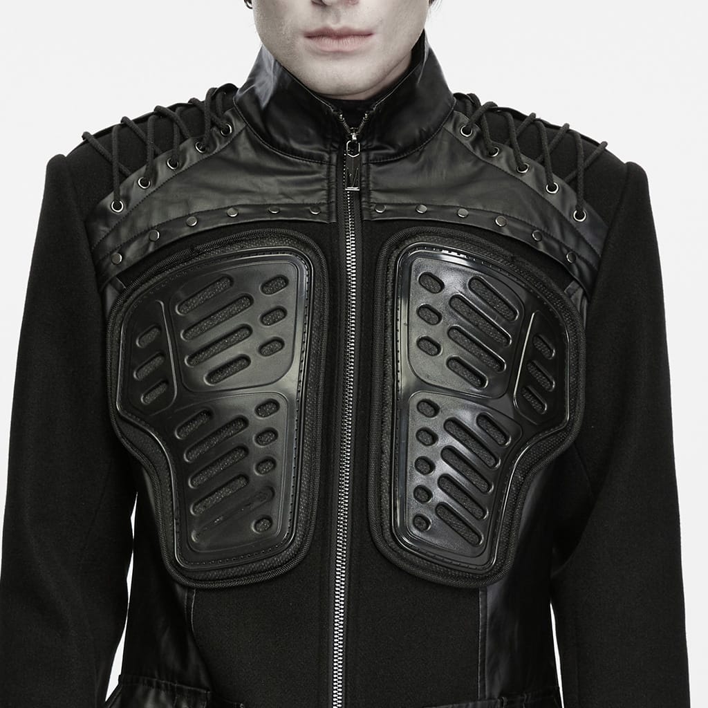 PUNK RAVE Men's Techwear Big Pocket Front Zipper Stand Collar Jacket