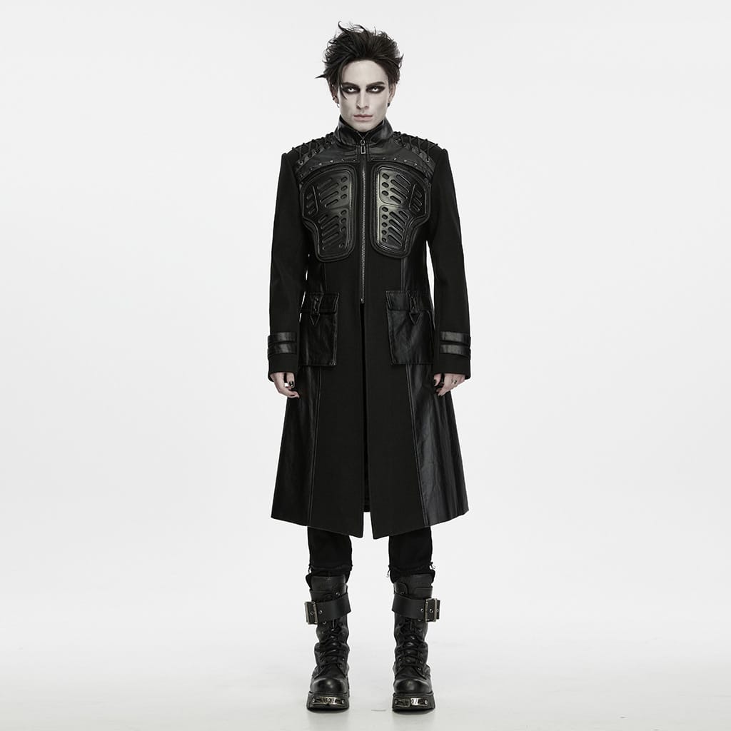 PUNK RAVE Men's Techwear Big Pocket Front Zipper Stand Collar Jacket