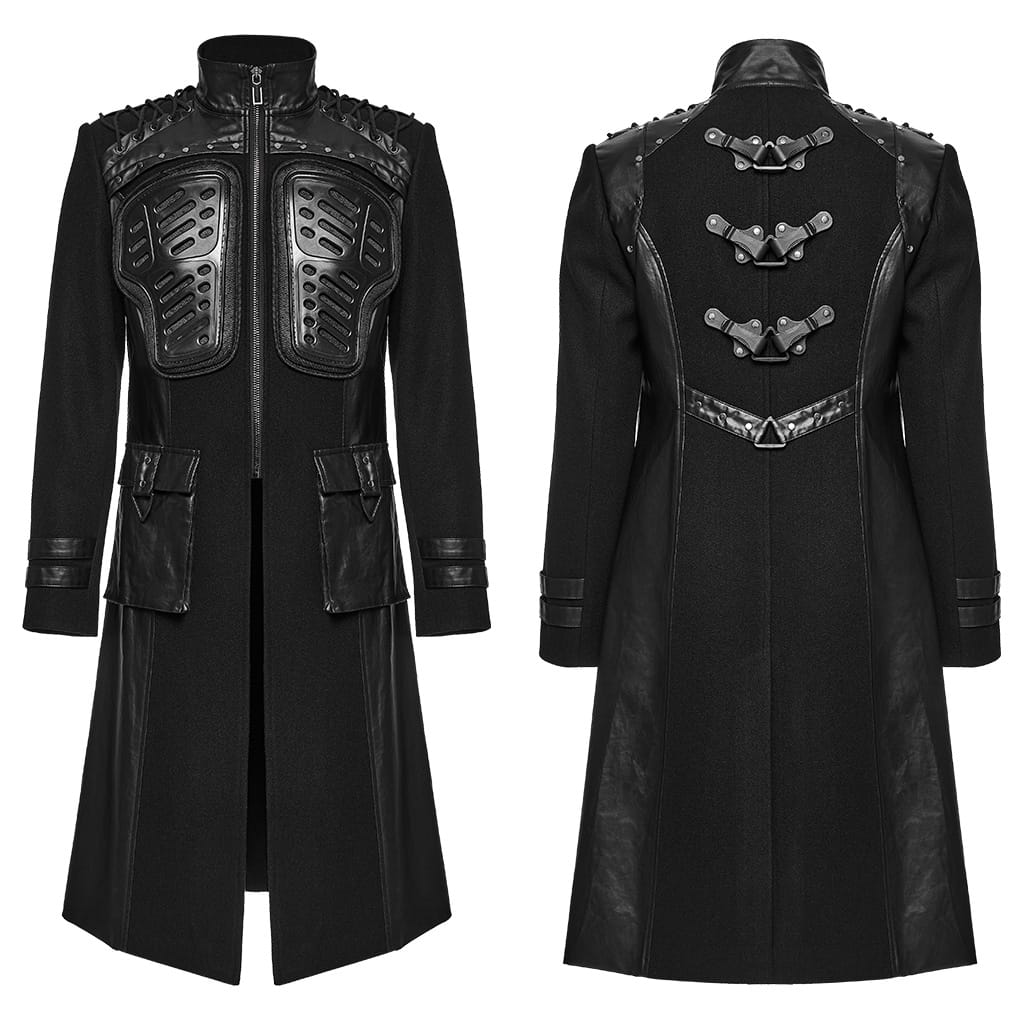 PUNK RAVE Men's Techwear Big Pocket Front Zipper Stand Collar Jacket