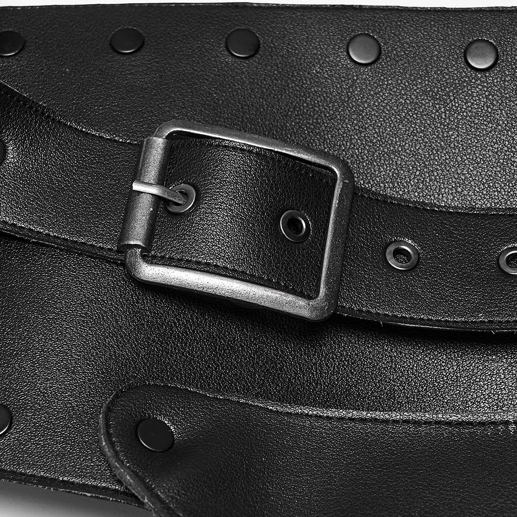 PUNK RAVE Men's Techwear Studded Skull Shoulder Harness Armor