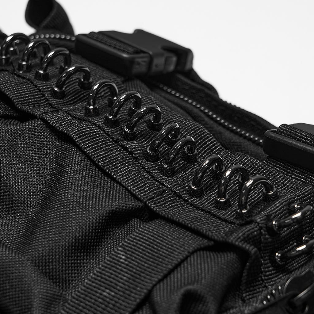 PUNK RAVE Unisex Cyberpunk Buckle Strap D-ring Waist Bag