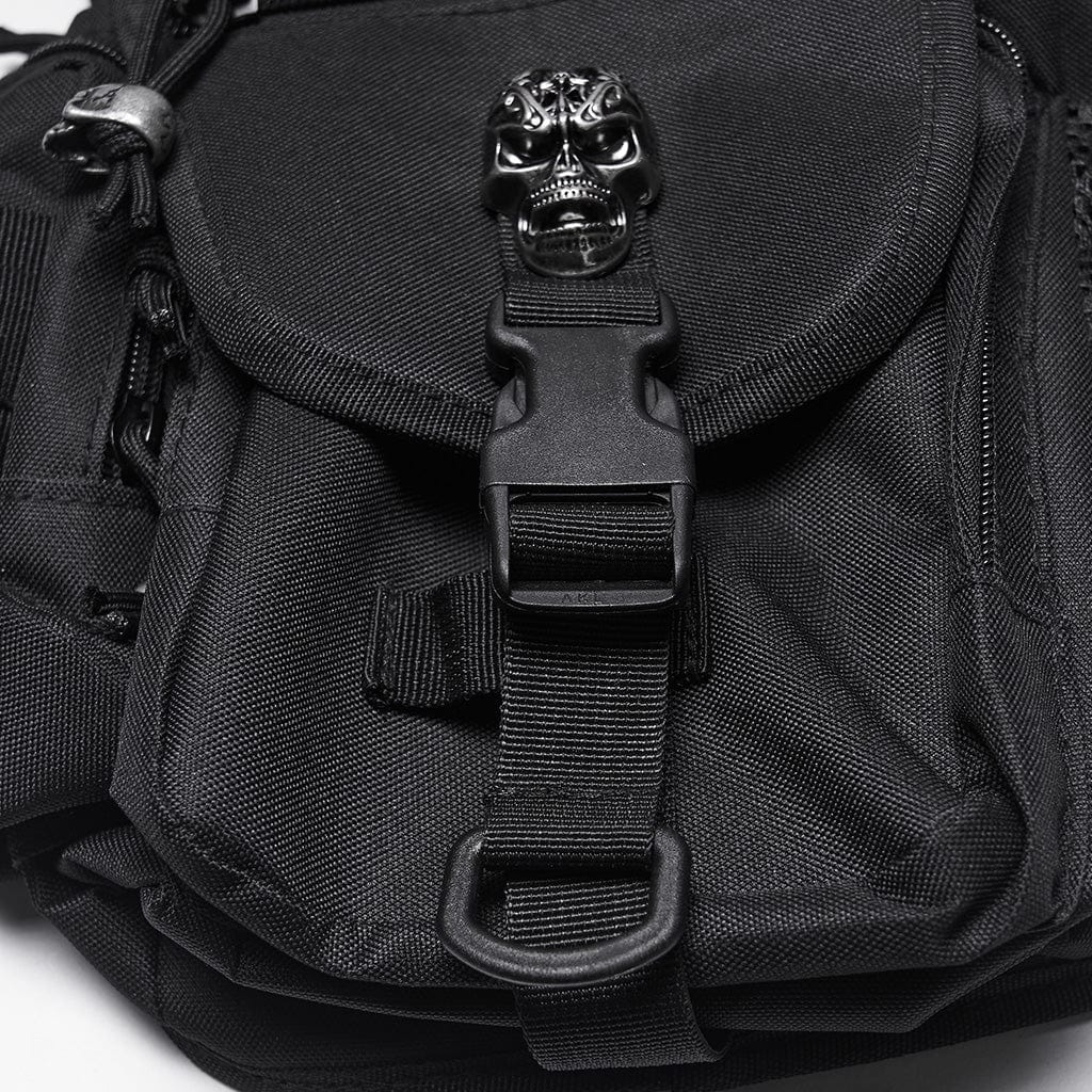PUNK RAVE Unisex Punk Buckle Eyelets&Rivets Skull Waist-Leg Bag