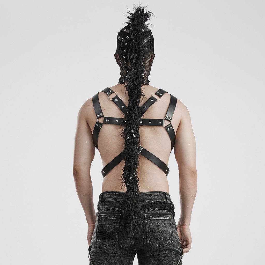 PUNK RAVE Unisex Punk Mohawk Mesh Hood