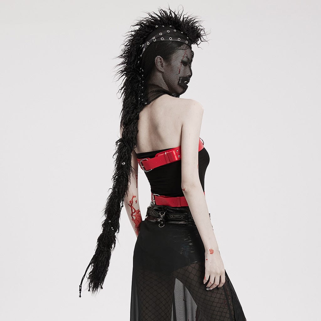 PUNK RAVE Unisex Punk Mohawk Mesh Hood