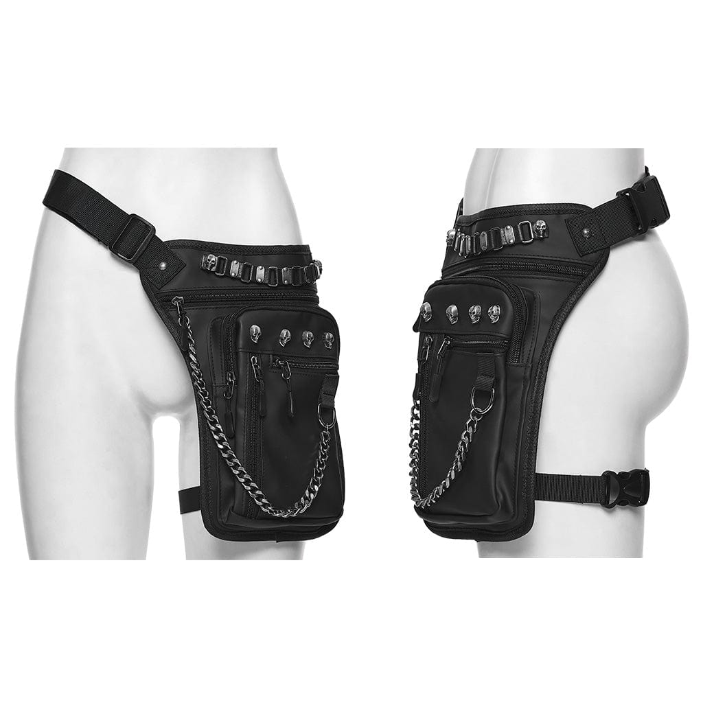 PUNK RAVE Unisex Punk Skull Chain Waist-Leg Bag