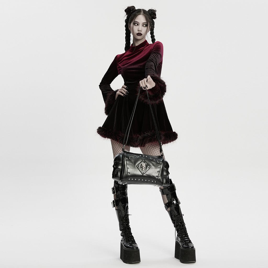 PUNK RAVE Unisex Punk Skull Rivet Bag