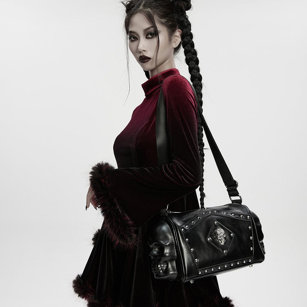 PUNK RAVE Unisex Punk Skull Rivet Bag