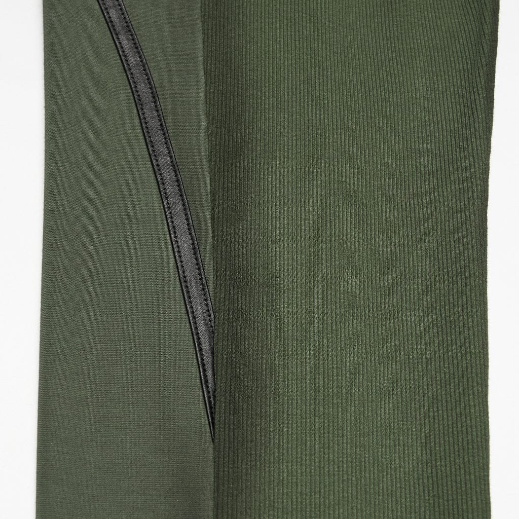 PUNK RAVE Women's Cyberpunk Armor-Accentuated Paneled Leggings Black-Green