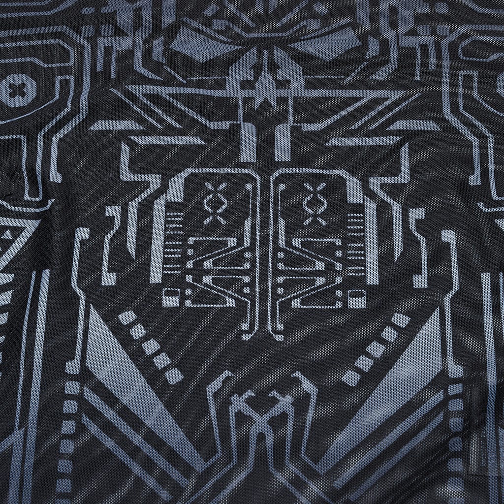 PUNK RAVE Women's Cyberpunk Gradient Printed Mesh Shirt