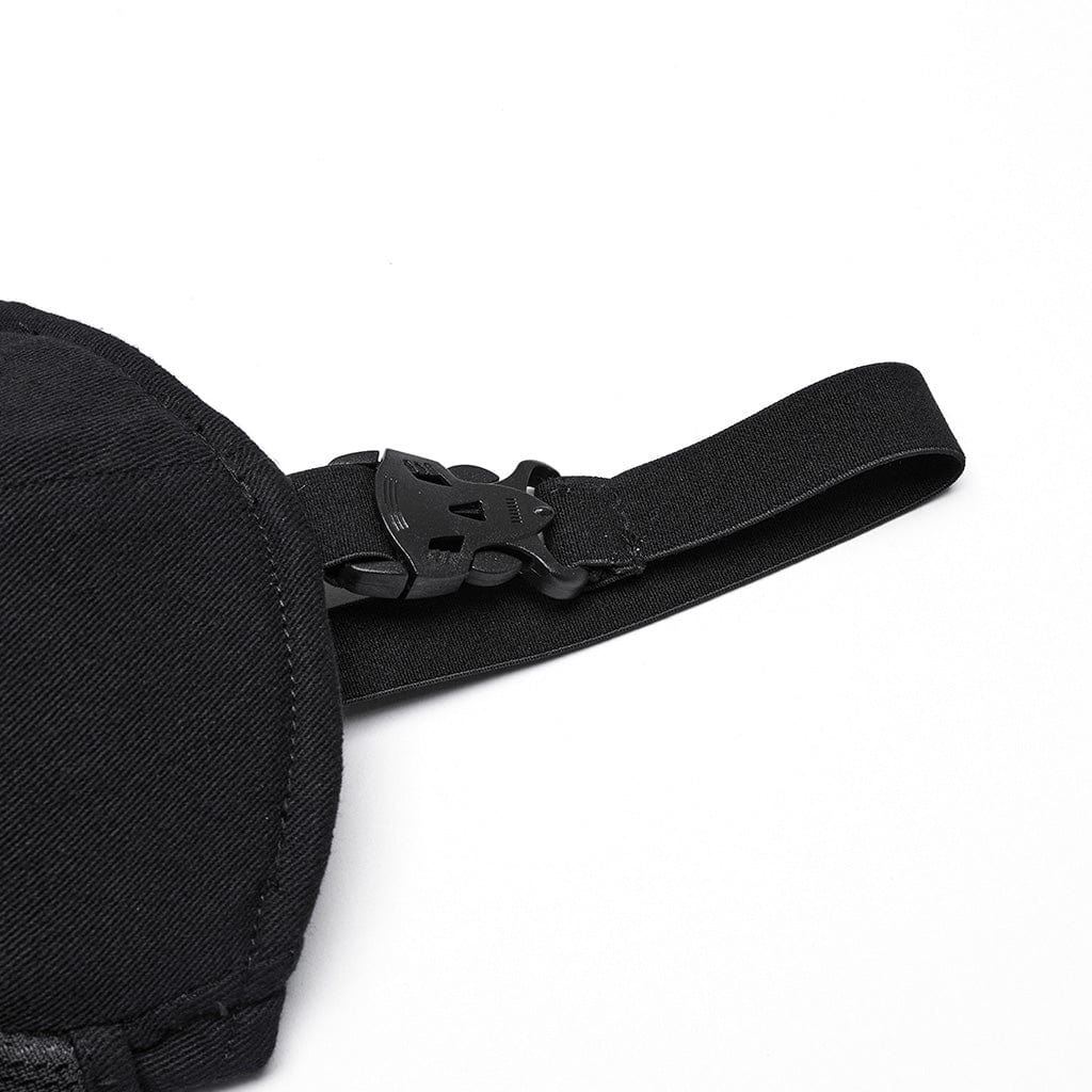 PUNK RAVE Women's Cyberpunk Studded Buckle Lace-up Tank Top