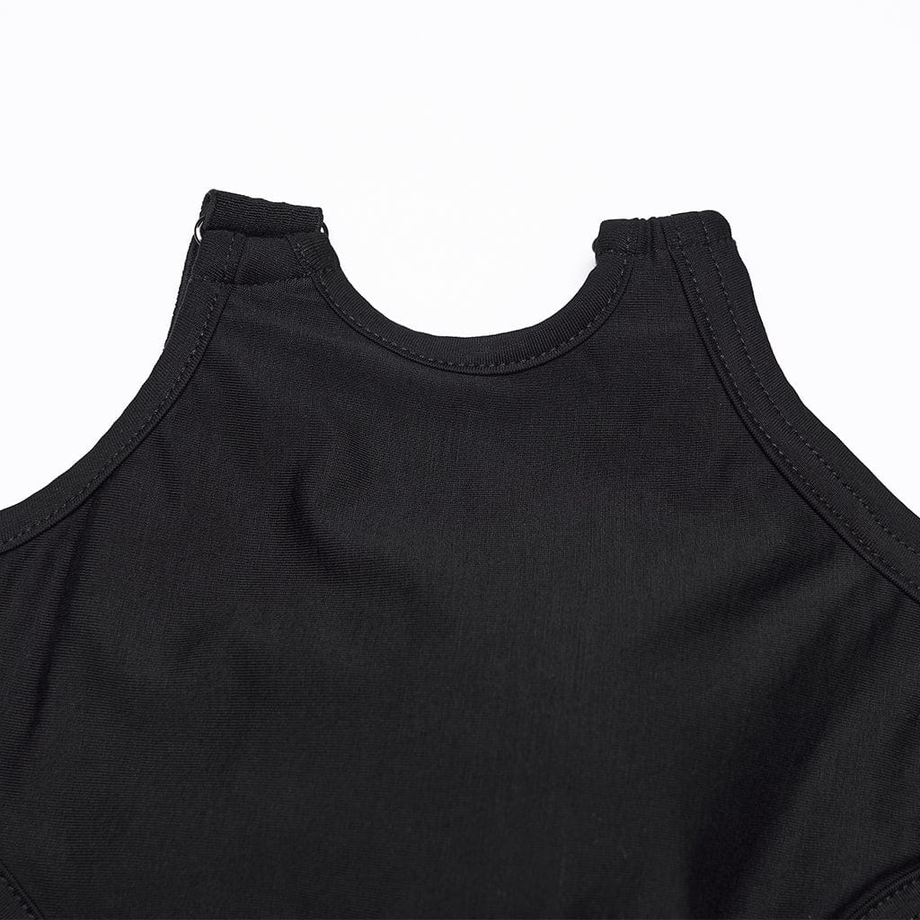 PUNK RAVE Women's Gothic Adjustable Strap Cutout Tank Top