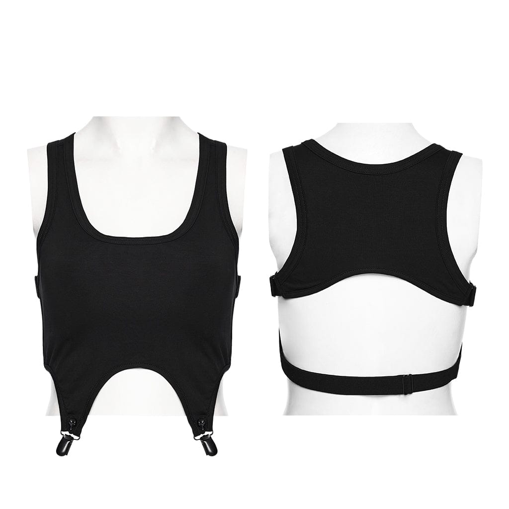 PUNK RAVE Women's Gothic Adjustable Strap Cutout Tank Top