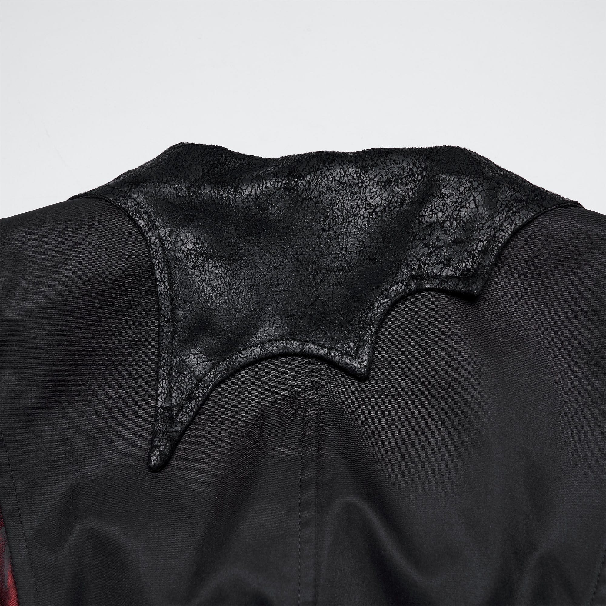 PUNK RAVE Women's Gothic Asymmetric Floral Bat Wing Collar Vest with Detachable Brooch