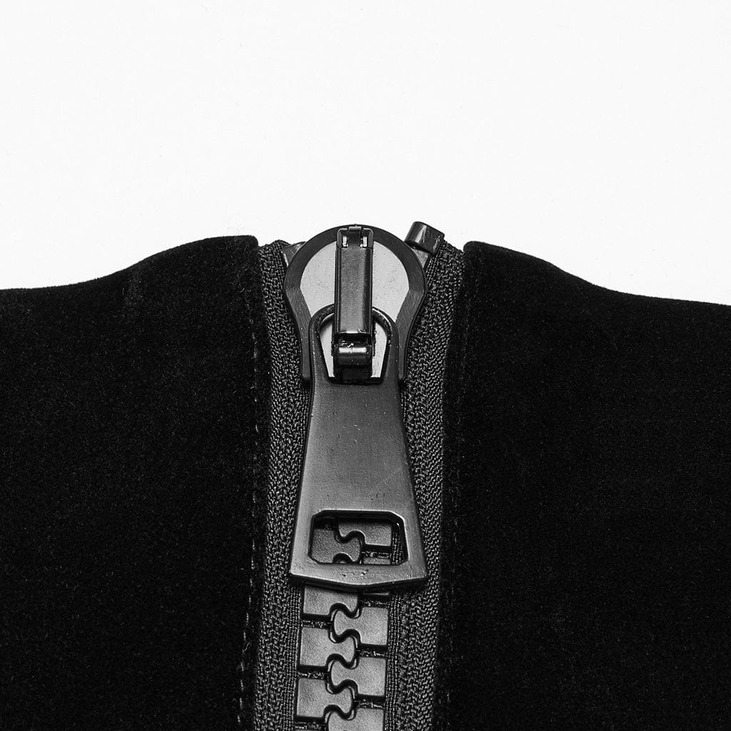 PUNK RAVE Women's Gothic Batwing Lace-up Velvet Underbust Corset