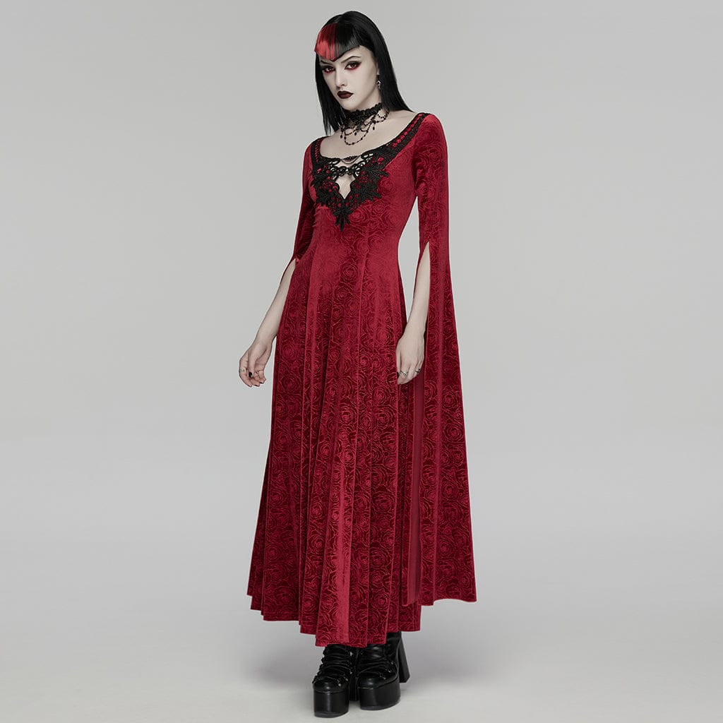 PUNK RAVE Women's Gothic Beaded Chained Lace Choker