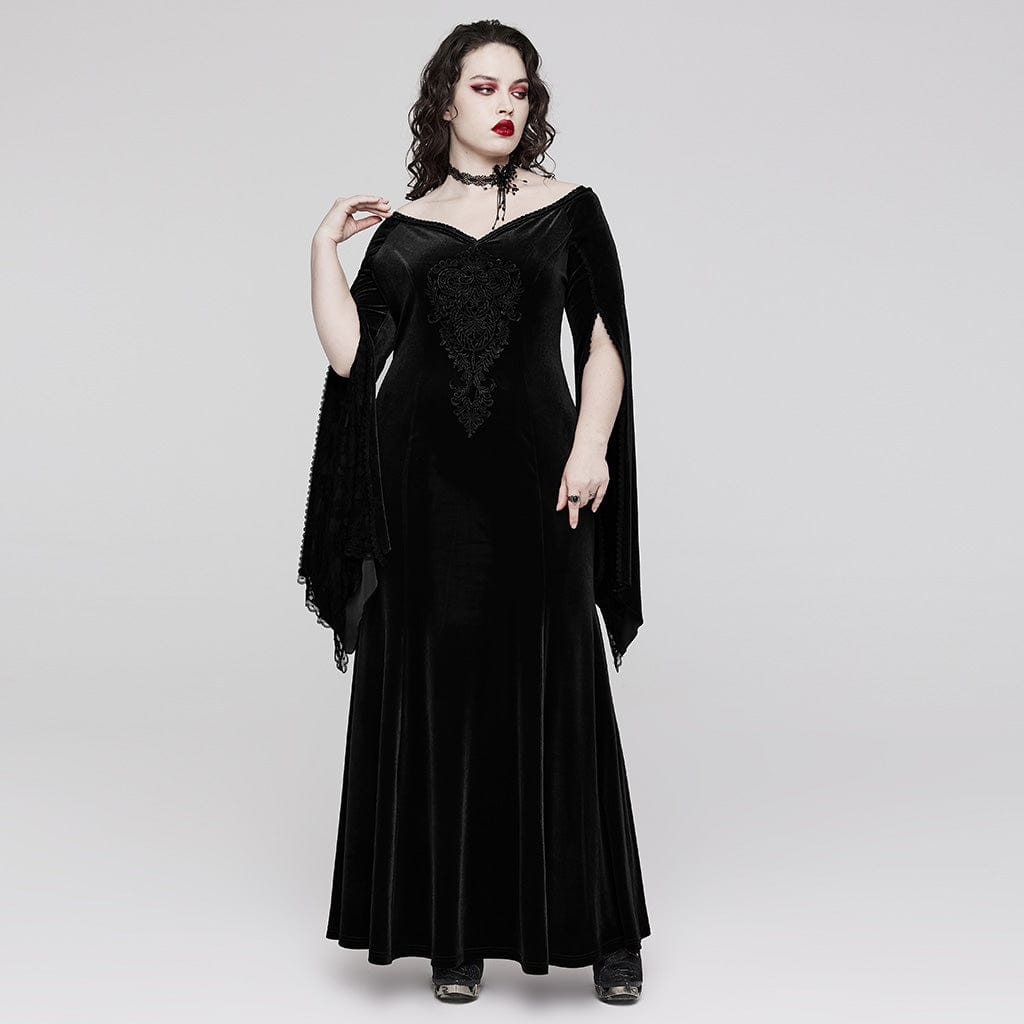 PUNK RAVE Women's Gothic Beaded Flared Lace Choker