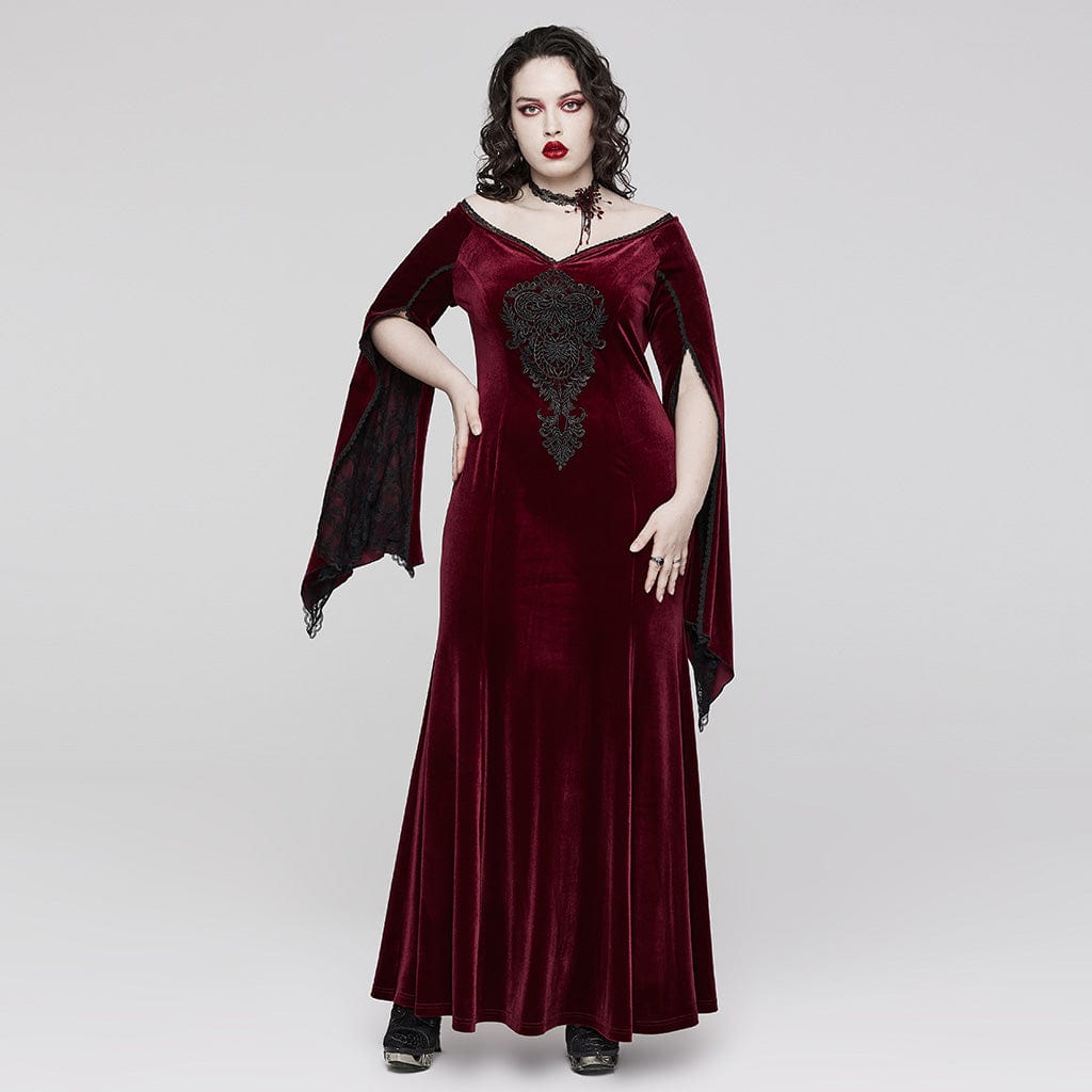 PUNK RAVE Women's Gothic Beaded Flared Lace Choker