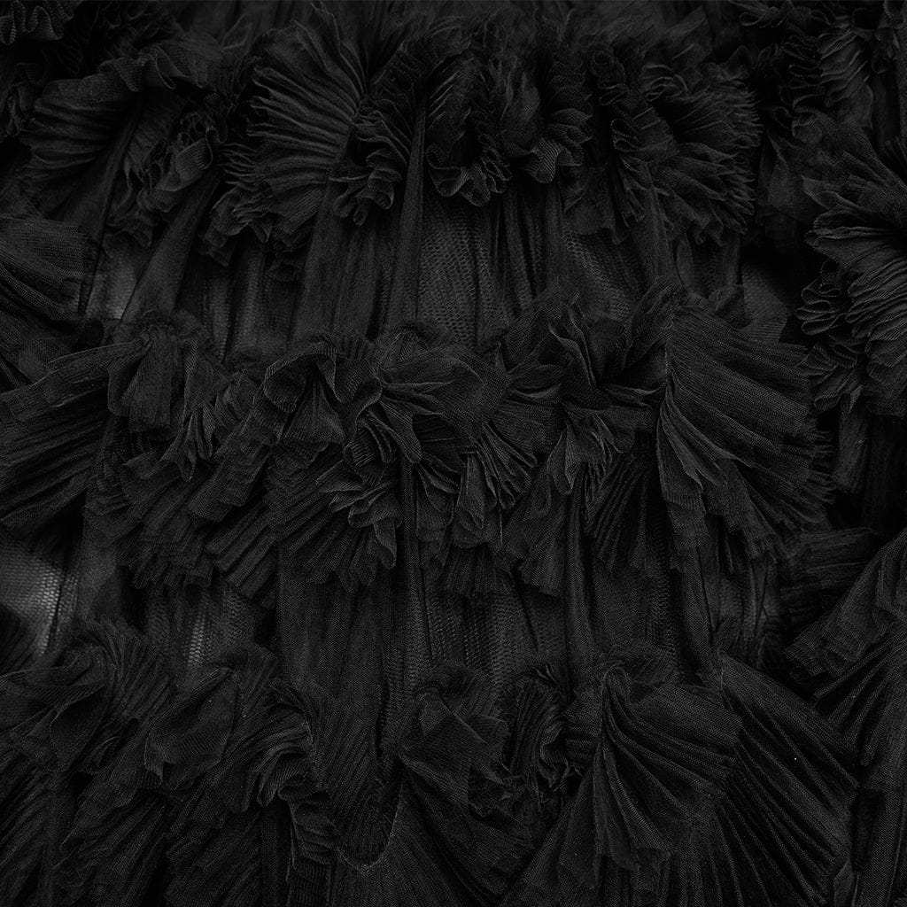 PUNK RAVE Women's Gothic Buckle-up Multi Layered Long Skirt