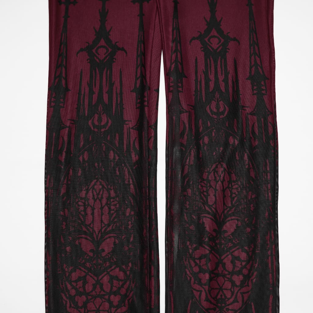 PUNK RAVE Women's Gothic Church Skull Printed Leggings