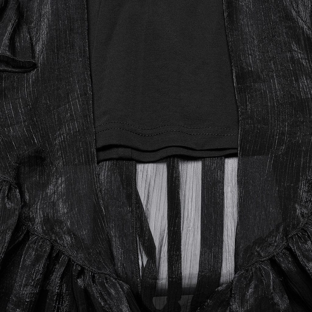 PUNK RAVE Women's Gothic Corset Ruffled Chiffon Skirt