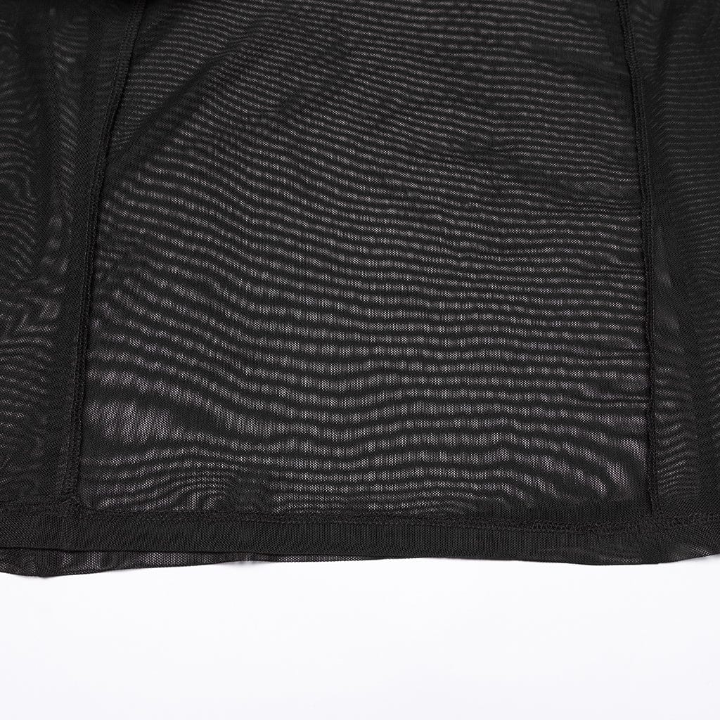 PUNK RAVE Women's Gothic Cross Square-cut Collar Flared Sleeved Dress Black