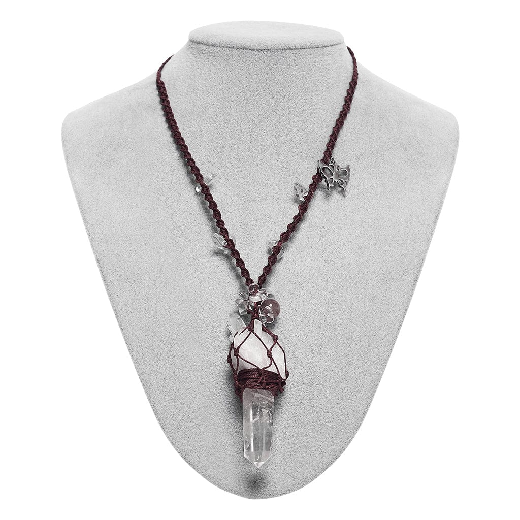 PUNK RAVE Women's Gothic Crystal Woven Necklace White