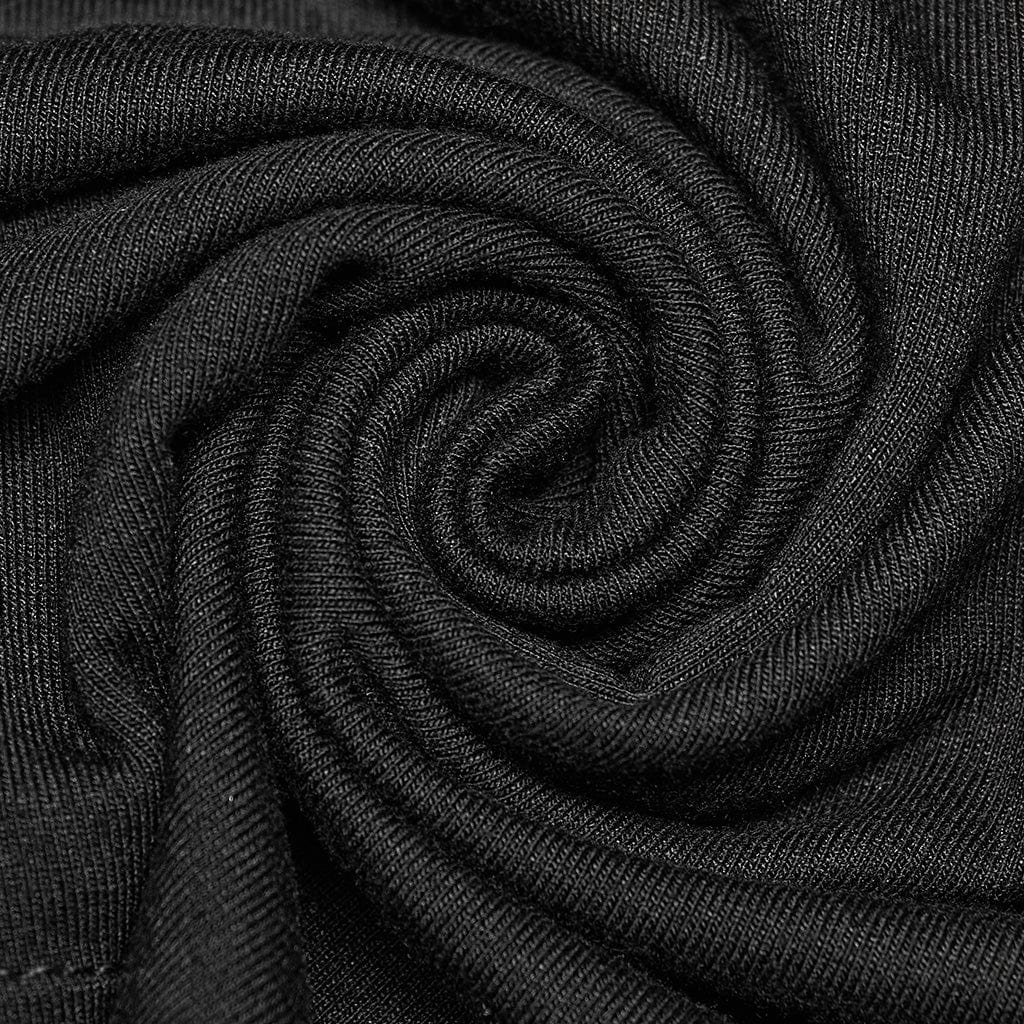 PUNK RAVE Women's Gothic Cutout Drawstring Mesh Shirt