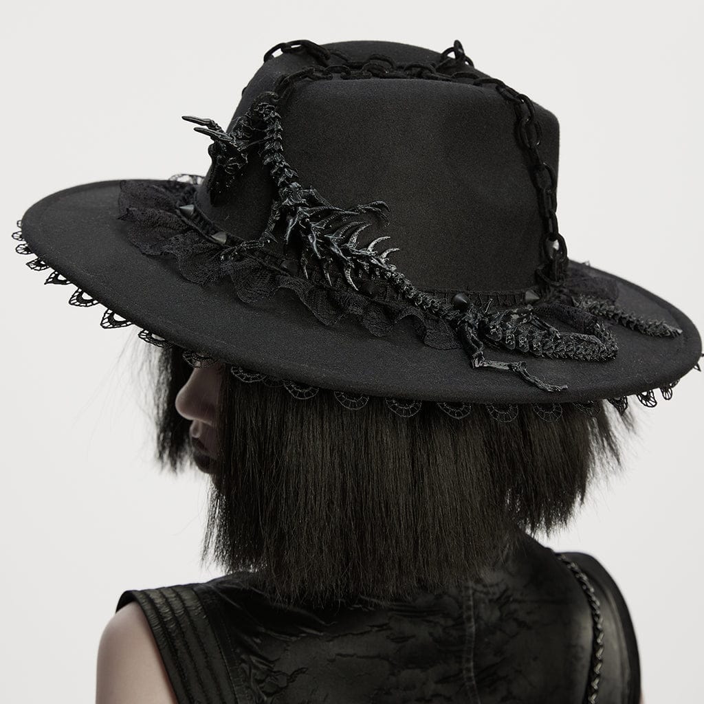 PUNK RAVE Women's Gothic Dragon Bone Rivet Hat
