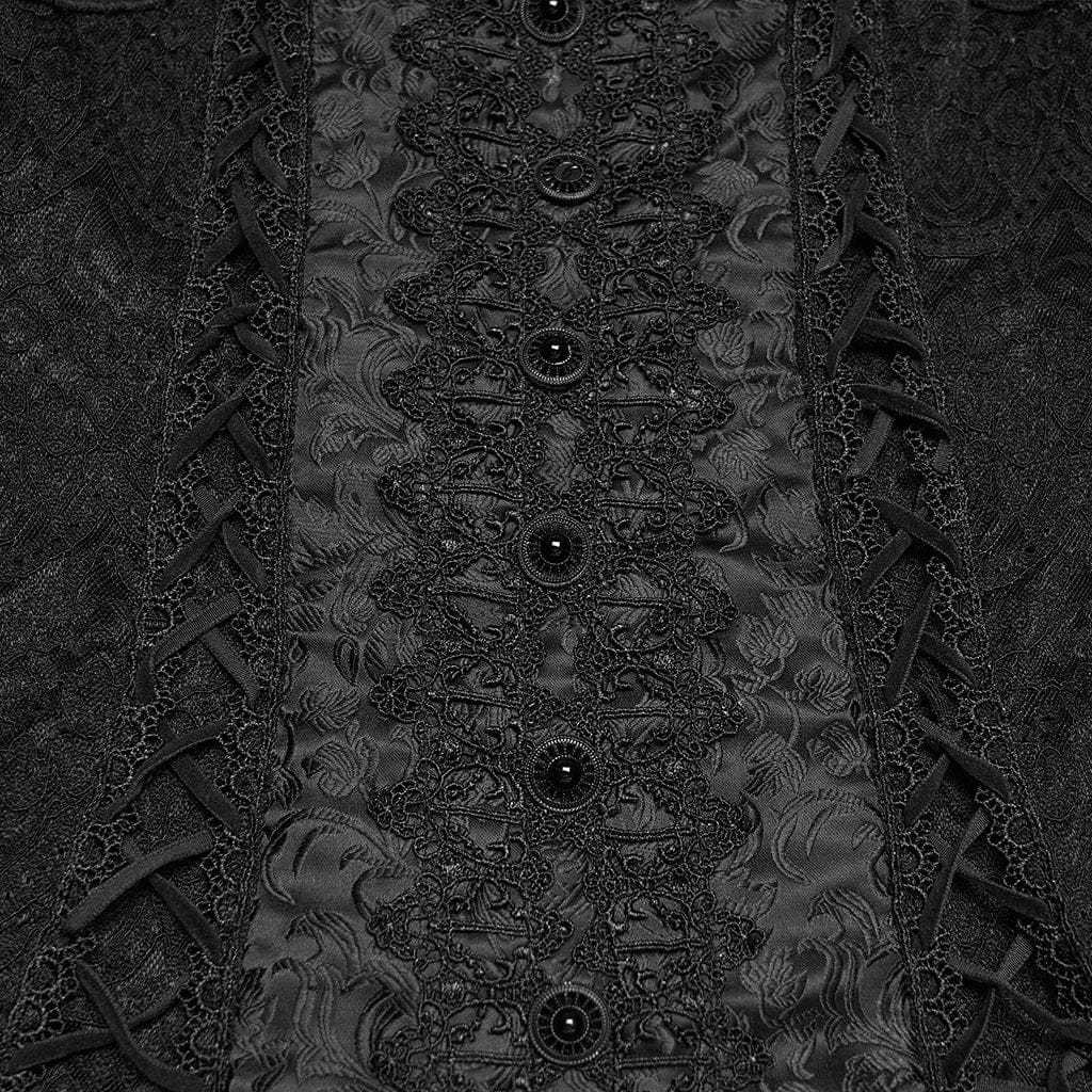 PUNK RAVE Women's Gothic Falbala Off Shoulder Short Sleeved Top