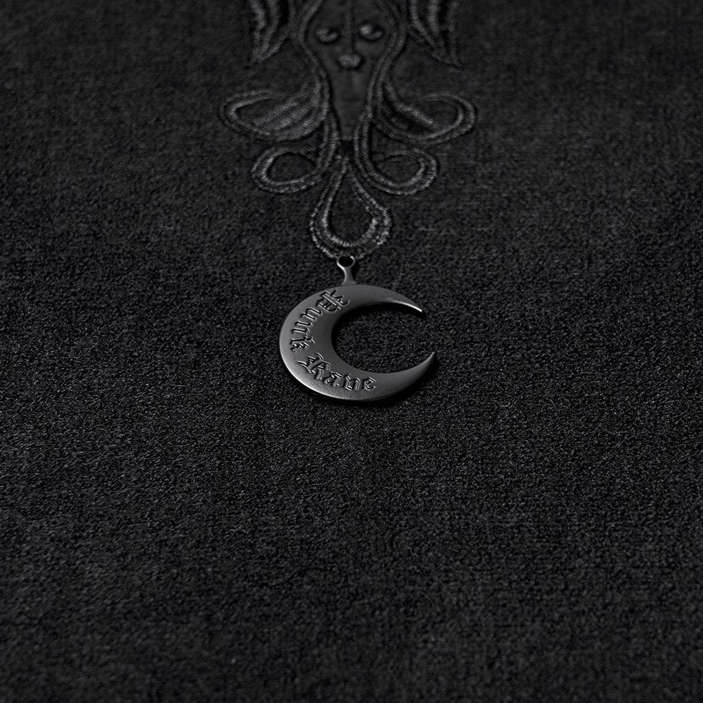 PUNK RAVE Women's Gothic Faux Fur Embroidered Witchy Cloak