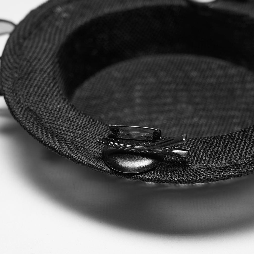 PUNK RAVE Women's Gothic Feather Ribbon Hat