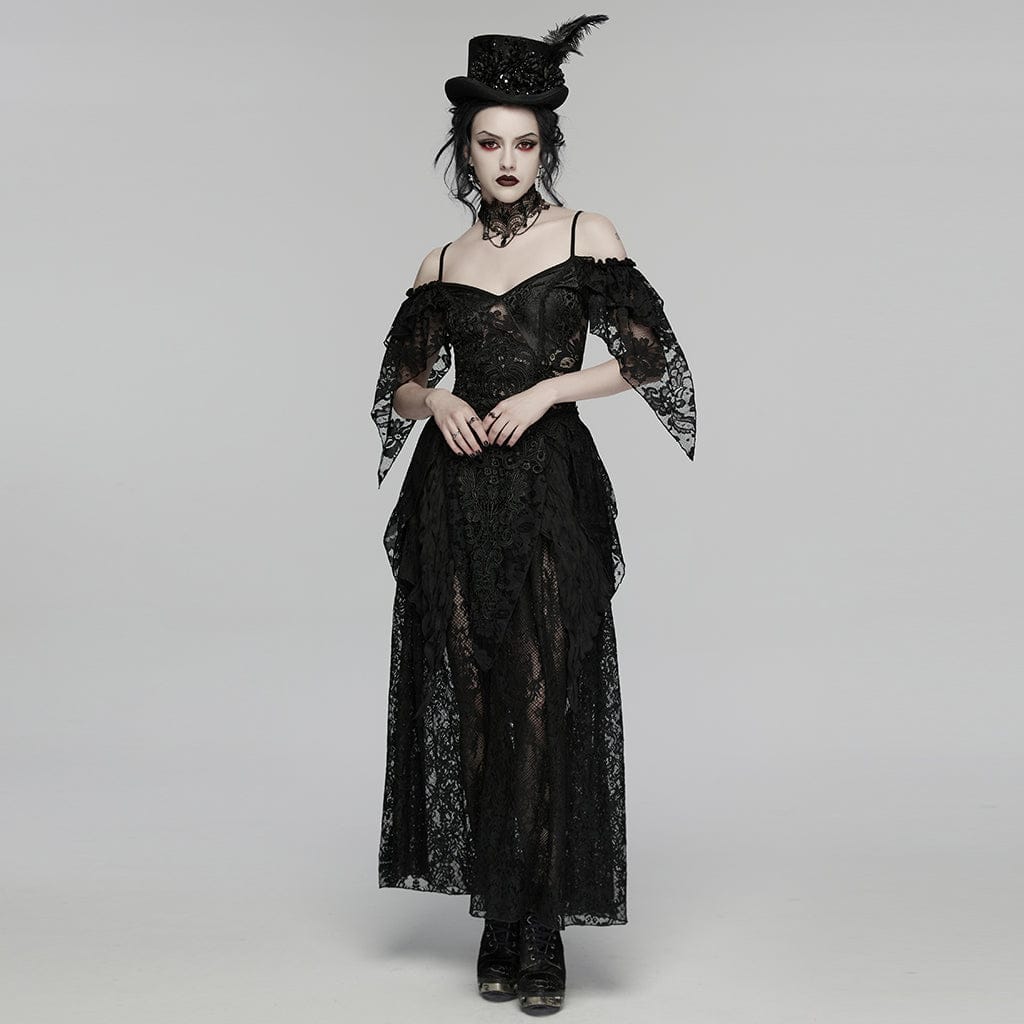 PUNK RAVE Women's Gothic Floral Feather Formal Hat