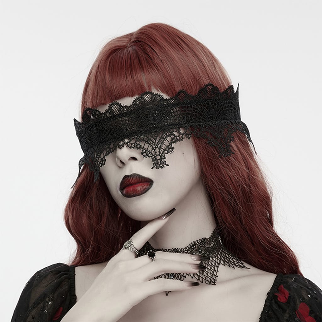 PUNK RAVE Women's Gothic Floral Feather Wing Headwear