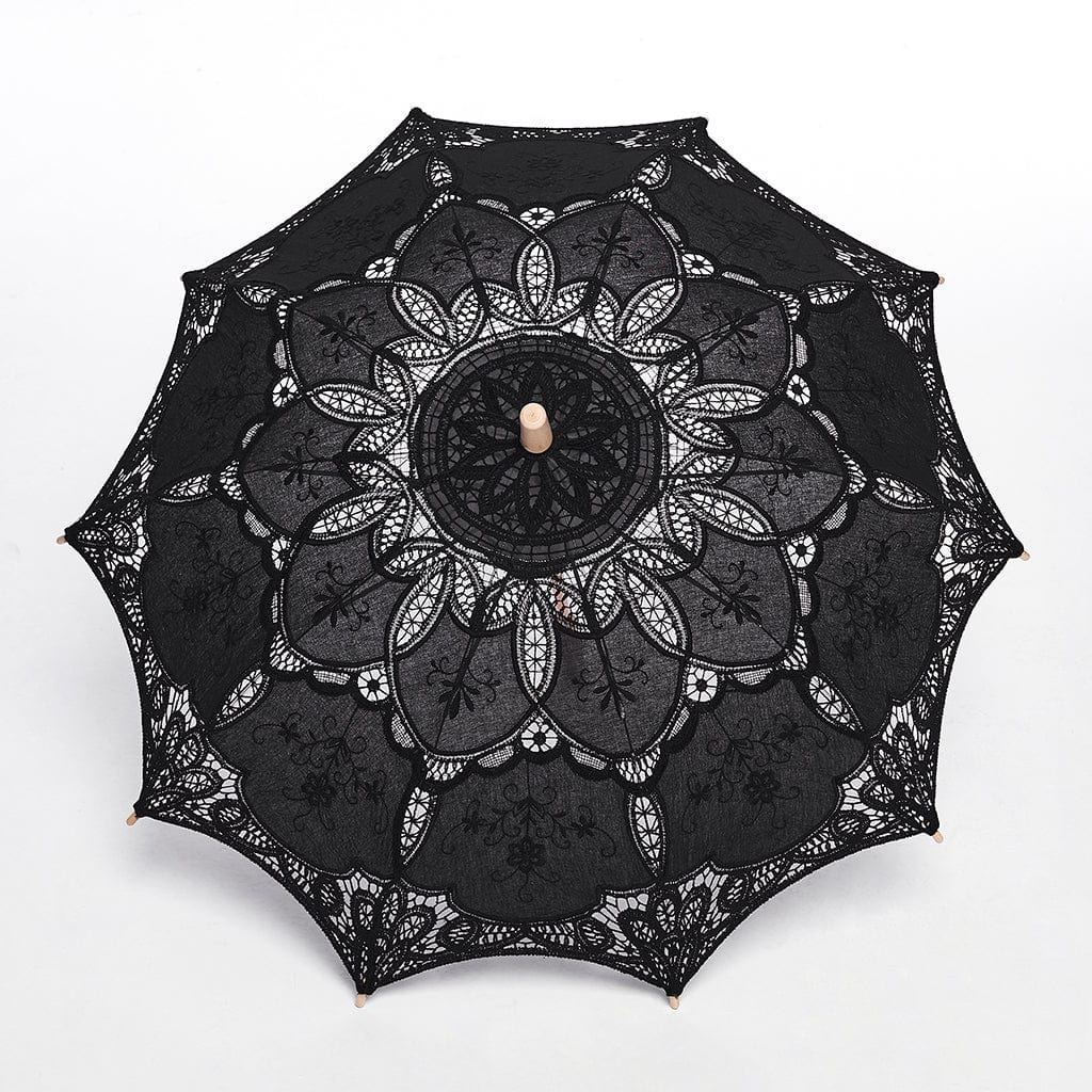 PUNK RAVE Women's Gothic Floral Lace Umbrella